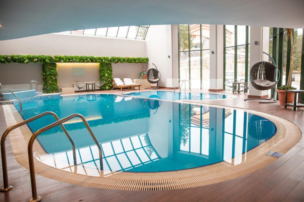 Indoor swimming pool of a winter resort